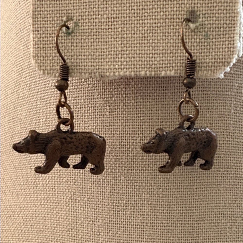 Bear Shaped Bronze Earrings